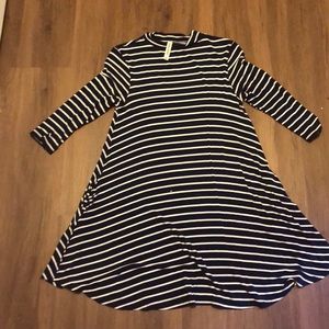 Navy and white striped dress